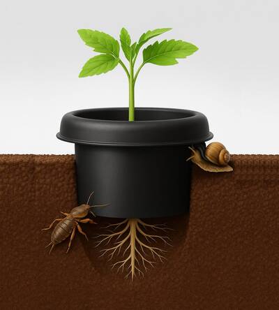 Пластиковый барьер для корней растений от подкопа и побегов от ползучих вредителей